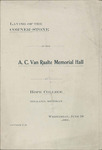 Folder 03: Program: Laying of the cornerstone of the A. C. Van Raalte Memorial Hall at Hope College, 1902