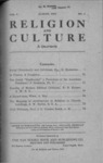Religion and Culture Volume 1, No. 2, August 1919 by Religion and Culture Club