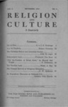 Religion and Culture Volume 1, No. 3, November 1919 by Religion and Culture Club