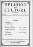 Religion and Culture Volume 3, No. 9, February 1922
