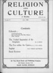 Religion and Culture Volume 4, No. 2, July 1922