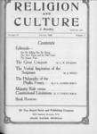 Religion and Culture Volume 4, No. 3, August 1922