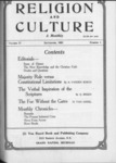 Religion and Culture Volume 4, No. 4, September 1922
