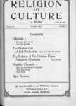 Religion and Culture Volume 4, No. 5, October 1922