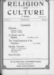 Religion and Culture Volume 4, No. 6, November 1922