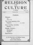 Religion and Culture Volume 4, No. 7, December 1922