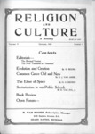 Religion and Culture Volume 5, No. 5, October 1923