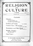 Religion and Culture Volume 5, No. 6, November 1923