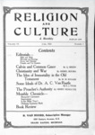 Religion and Culture Volume 6, No. 1, June 1924